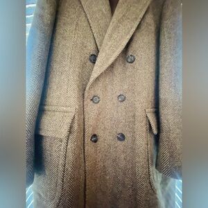 Men's Lux Long Pea Coat Double Breasted Pure Wool by Jason Gibbs never used  - L